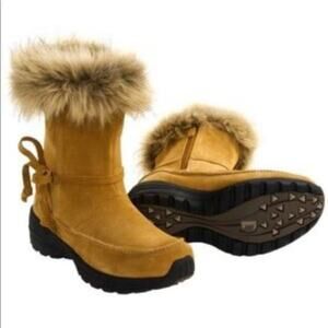 Sorel Northern Lite Tall Snow Boot Waterproof Suede Faux Fur Brown 8 EUC